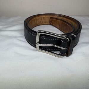 Coach Black Leather Belt Silver Buckle Women Size 32 80cm F90260